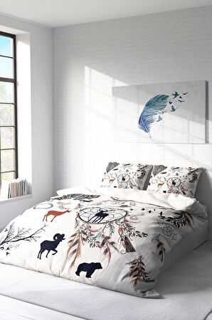 Lastikli Çarşaflı %100 Pamuk Saten Çift Kişilik Nevresim Takımı Calmness