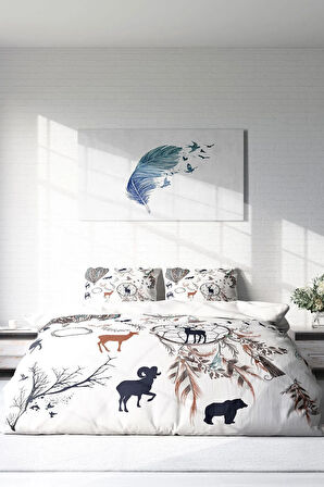 Lastikli Çarşaflı %100 Pamuk Saten Çift Kişilik Nevresim Takımı Calmness