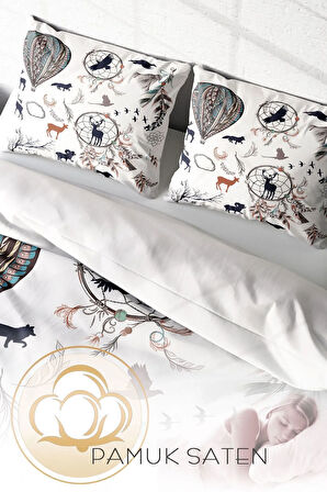 Lastikli Çarşaflı %100 Pamuk Saten Çift Kişilik Nevresim Takımı Calmness