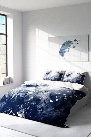 Lastikli Çarşaflı %100 Pamuk Saten Çift Kişilik Nevresim Takımı Stain