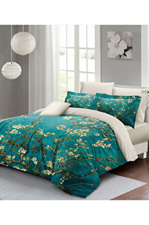 Nevresim Takımı %100 Doğal Pamuk Çift Kişilik 3d Digital Painted Branches