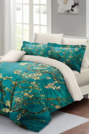 Nevresim Takımı %100 Doğal Pamuk Çift Kişilik 3d Digital Painted Branches