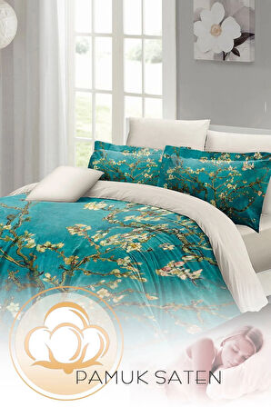 Nevresim Takımı %100 Doğal Pamuk Çift Kişilik 3d Digital Painted Branches