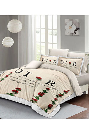 Nevresim Takımı %100 Doğal Pamuk Çift Kişilik 3d Digital Poetry Roses