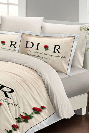 Nevresim Takımı %100 Doğal Pamuk Çift Kişilik 3d Digital Poetry Roses