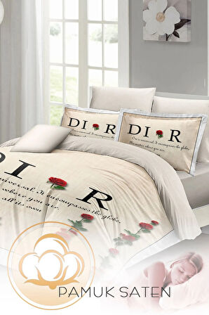 Nevresim Takımı %100 Doğal Pamuk Çift Kişilik 3d Digital Poetry Roses