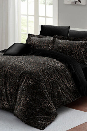 Çift Kişilik Nevresim Takımı Sık Dokuma Pamuk Saten 3d Özel Tasarım Leopar Print