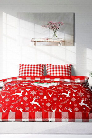 Yılbaşı Süsü 2023 Merry Christmas Çift Kişilik 3d Nevresim Takımı Pamuk Saten