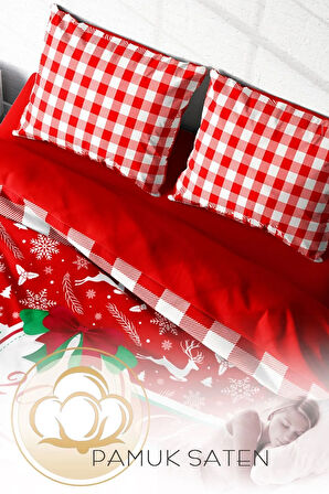 Yılbaşı Süsü 2023 Merry Christmas Çift Kişilik 3d Nevresim Takımı Pamuk Saten
