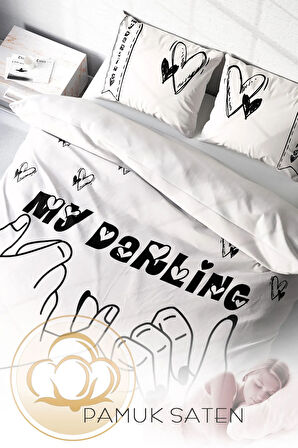 Çift Kişilik Nevresim Takımı Sık Dokuma Pamuk Saten 3D Özel Tasarım Darling