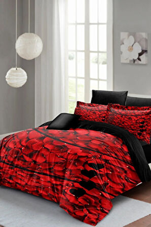 Kıng Sıze Rose Feather 3d Çift Kişilik Nevresim Takımı 220x240cm