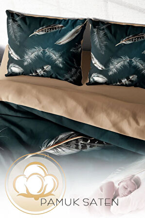 Nevresim Takımı %100 Doğal Pamuk Çift Kişilik 3d Digital Black Feather