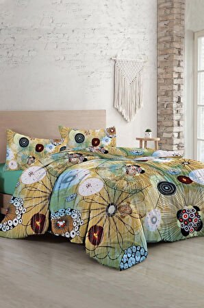 Çift Kişilik ( Lastikli Çarşaflı ) %100 Pamuk Saten Nevresim Takımı Soft Energy Luxury