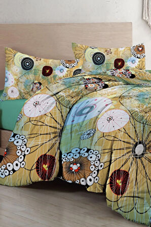 Çift Kişilik ( Lastikli Çarşaflı ) %100 Pamuk Saten Nevresim Takımı Soft Energy Luxury