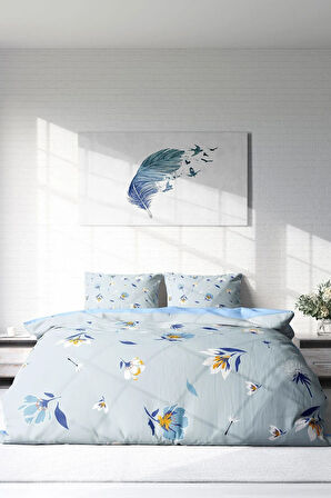 Çift Kişilik ( Lastikli Çarşaflı ) %100 Pamuk Saten Nevresim Takımı Flower Dance