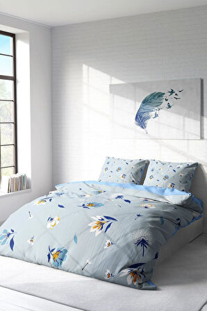 Çift Kişilik ( Lastikli Çarşaflı ) %100 Pamuk Saten Nevresim Takımı Flower Dance