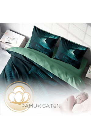 Çift Kişilik ( Lastikli Çarşaflı ) %100 Pamuk Saten Nevresim Takımı Derin Nefti