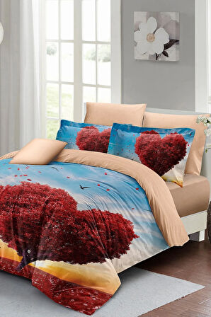 Sevgililer Günü Özel Çift Kişilik Nevresim Takımı Pamuk Saten Aşkın Rüyası