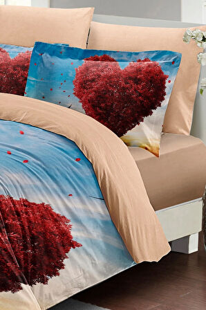 Sevgililer Günü Özel Çift Kişilik Nevresim Takımı Pamuk Saten Aşkın Rüyası