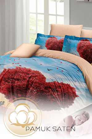 Sevgililer Günü Özel Çift Kişilik Nevresim Takımı Pamuk Saten Aşkın Rüyası