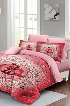 Sevgililer Günü Özel Çift Kişilik Nevresim Takımı Pamuk Saten Chart