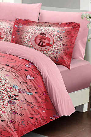 Sevgililer Günü Özel Çift Kişilik Nevresim Takımı Pamuk Saten Chart