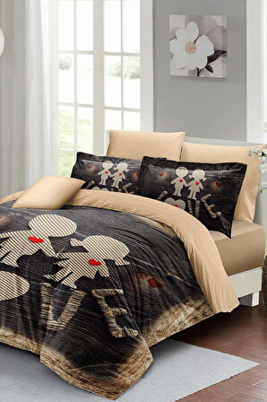 Sevgililer Günü Özel Çift Kişilik Nevresim Takımı Pamuk Saten Sen & Ben