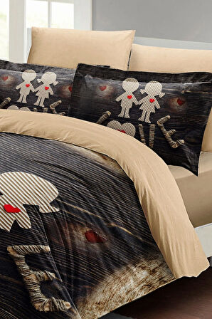 Sevgililer Günü Özel Çift Kişilik Nevresim Takımı Pamuk Saten Sen & Ben