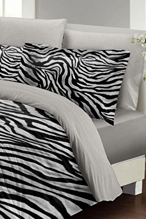 Leopar Çift Kişilik Nevresim Takımı Özel Dokuma Pamuk Saten Classical Zebra