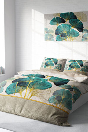 Luxury Leaves linens Çift Kişilik Pamuk Saten Nevresim Takımı