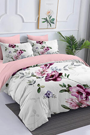 Çift Kişilik Nevresim %100 Pamuk Oeko-tex®Sertifikalı Özel Dokuma Çiçekli