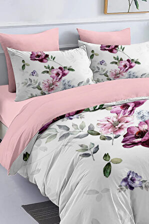 Çift Kişilik Nevresim %100 Pamuk Oeko-tex®Sertifikalı Özel Dokuma Çiçekli