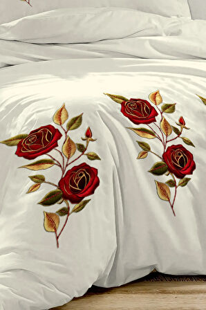 3D Dijital Nakışlı Nevresim %100 Pamuk % Oeko-tex®Sertifikalı Özel Dokuma Rose