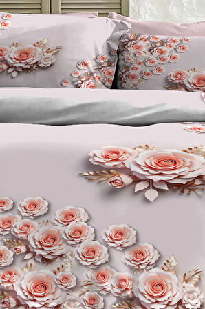 %100 PAMUK Ranforce Çeyizlik Luxury 5D Dijital Çift Kişilik Nevresim Takımı Soft