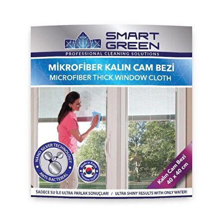 Green Farma Smart Green Nano Silver Microfiber Cam Temizlik Bezi 40x40 (Kalın)