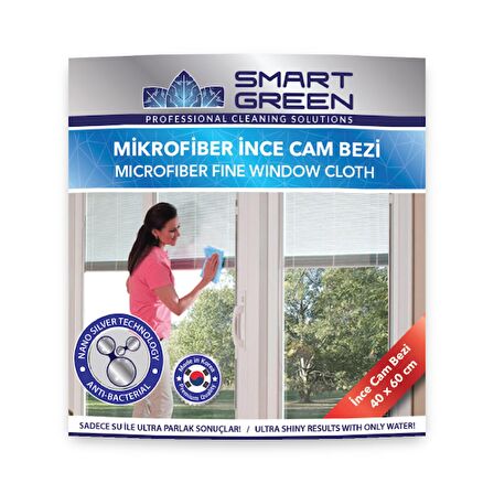 Green Farma Smart Green Nano Silver Microfiber Cam Temizlik Bezi 40x60 (İnce)