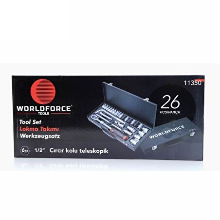 WorldForce 11350 Lokma Takımı 26 Parça S-Ultra 1/2'' Uzatmalı Cırcır