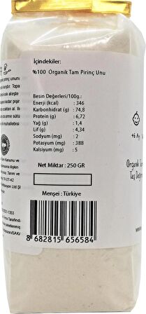 Organik Sertifikalı Katkısız Doğal Tam Pirinç Unu +6 Ay 250gr - Glutensiz