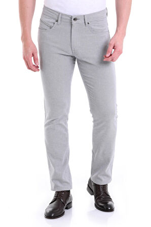 Gri D. Desenli Regular Fit 5 Cep Kanvas Pantolon