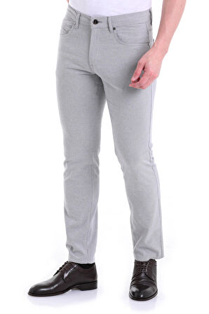 Gri D. Desenli Regular Fit 5 Cep Kanvas Pantolon