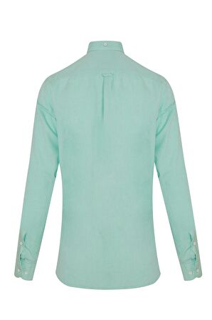Yeşil Slim Fit %100 Pamuk Gömlek | S