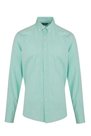 Yeşil Slim Fit %100 Pamuk Gömlek | S