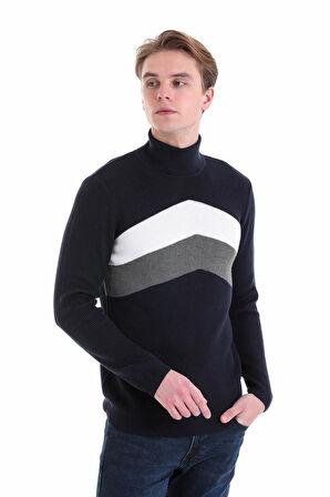 Lacivert KT TR2111 Fitilli Tam Balikci Yaka Triko 50P50A-2/30 (S-XXL)