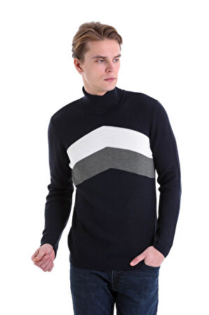 Lacivert KT TR2111 Fitilli Tam Balikci Yaka Triko 50P50A-2/30 (S-XXL)