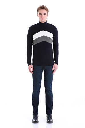 Lacivert KT TR2111 Fitilli Tam Balikci Yaka Triko 50P50A-2/30 (S-XXL)