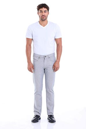 Erkek Mavi Regular Fit Yüksek Bel Düz Paça Basic Kanvas Pantolon | 32