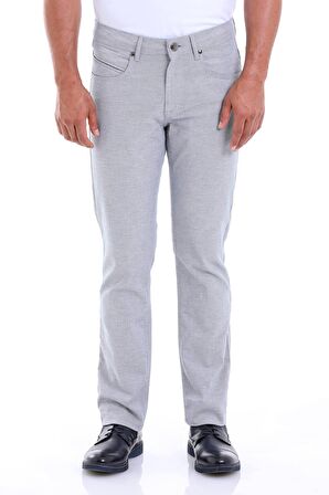 Erkek Mavi Regular Fit Yüksek Bel Düz Paça Basic Kanvas Pantolon | 38