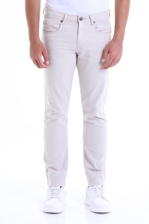 Bej Regular Fit Yüksek Bel Düz Paça Basic Kanvas Pantolon | 40