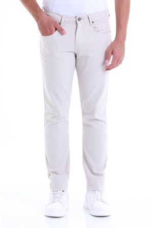Bej Regular Fit Yüksek Bel Düz Paça Basic Kanvas Pantolon | 40