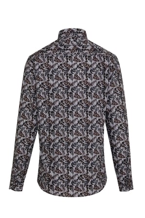 Gri Modern Fit %100 Pamuk Desenli Gömlek | XS